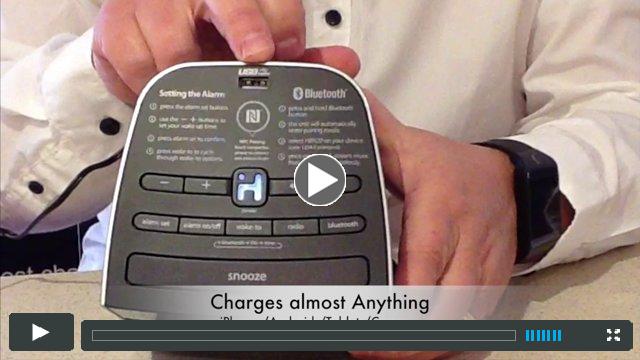 Space Saving Bluetooth Clock Radio - with USB and Hotel Features