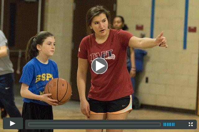 Girls' Basketball holds a skills clinic for the Waterbury Police Athletic League (PAL)