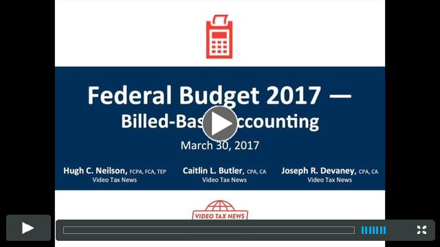 Federal Budget 2017 - Billed-Basis Accounting