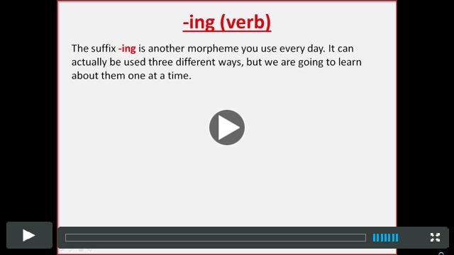 The suffix ING that makes verbs