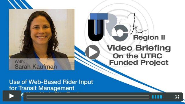 Video Briefing on the UTRC Research Project: Co-monitoring for Transit Management