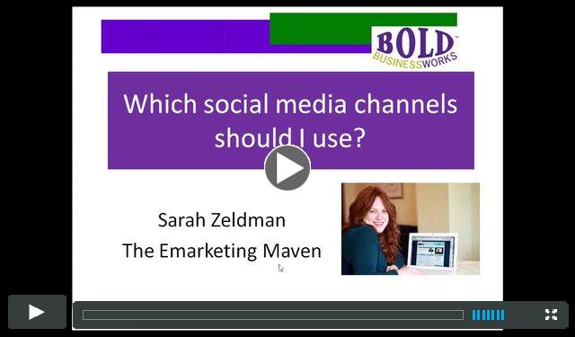 Which Social Media Platform Should I Use?  BBW Webinar with guest Sarah Zeldman, The E Marketing Maven