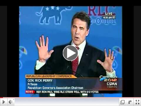 Texas Gov. Rick Perry Speaks to Republican Leadership Conference; Crowd Chants, 