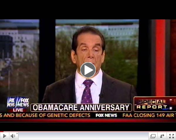 Krauthammer's Take on Obamacare Anniversary: '