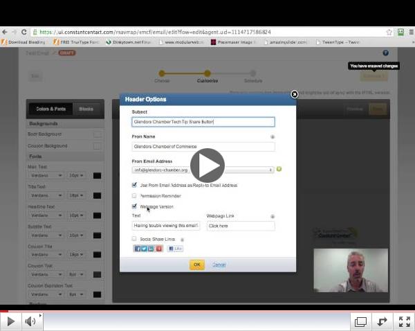 Constant Contact Social Share Buttons (Glendora Chamber of Commerce)