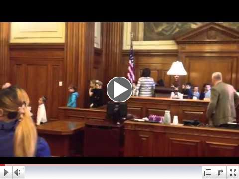 2nd grade recites the Pledge at the Naturalization Ceremony at Federal Court House.