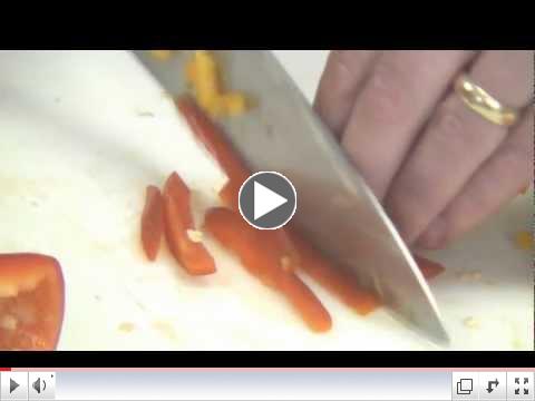 Cleaning, slicing, chopping fresh peppers -- Peter Robertson, RPs Pasta, Lubing Creative