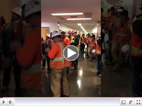 Workers Lined up for the SB 825 CA State Senate Labor and Industrial Relations Committee Hearing