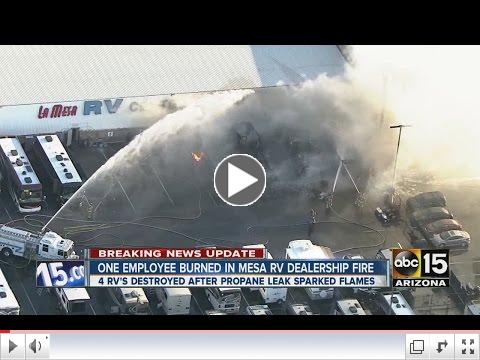 Employee burned in Mesa RV dealership fire 