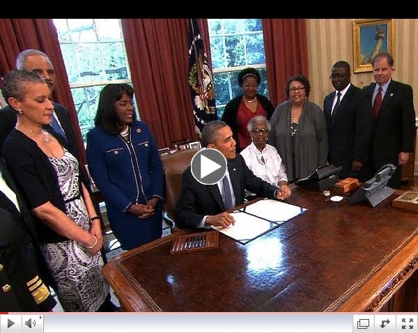 President Obama Signs a Bill Designating the Congressional Gold Medal