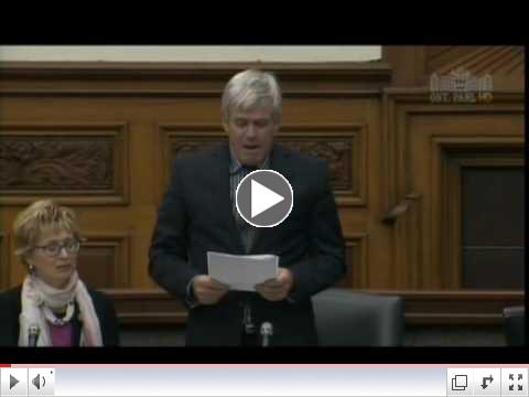 Member of Provincial Parliament Arthur Potts recognizes Peggy Delaney