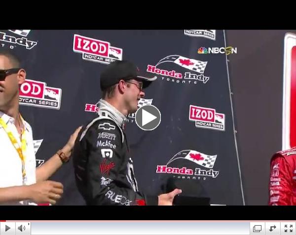 IndyCar Driver Sebastien Bourdais Drops Trophy, Hilarity Ensues