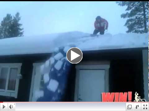 How to shovel snow of your roof of your house- failblog win!
