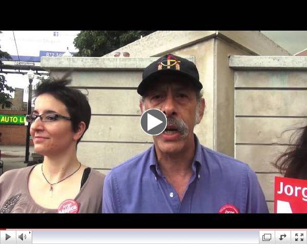 Jorge Mujica, socialist candidate for 25th ward alderman, ballot petitioning press conference