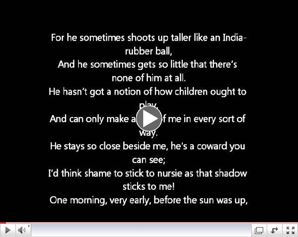 My shadow - Robert Louis Stevenson, a Poem