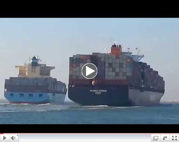 Accident between two vessels in suez canal 29/09/2014 in portsaid