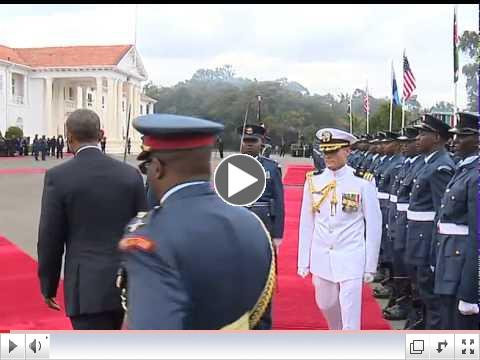 President Obama inspects guard of honor with a 21 gun salute