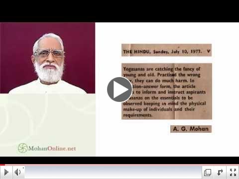 Yoga and Injuries -- A.G. Mohan / MohanOnline.net