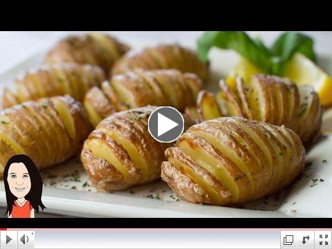 Baked Garlic Hasselback Potatoes - NO OIL RECIPE! CookingWithPlants
