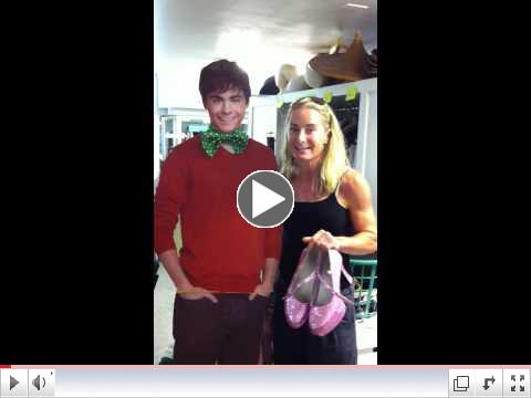 Zac and me in the men's dressing room with Edna's shoes
