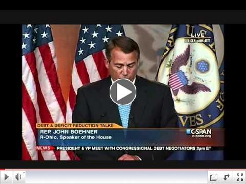 Boehner Responds to Obama: No Deal on Debt Limit with Tax Increases