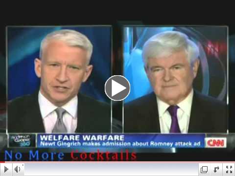 Anderson Cooper tries repeatedly to get Newt to say the Romney Welfare Ad is false