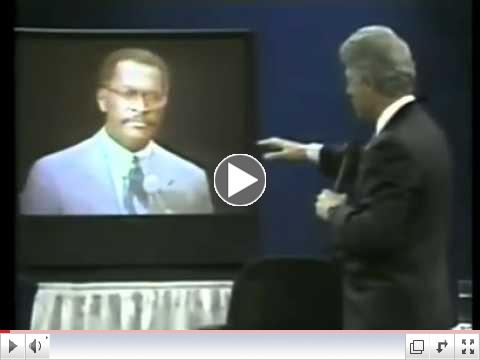 Herman Cain challenges Bill Clinton's health care proposal when President of Godfather's Pizza.
