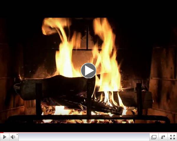 Beautiful Wood-burning Fireplace Yule Log Video