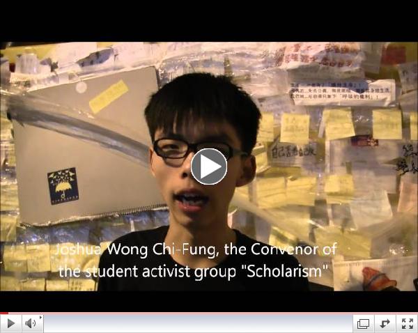 Joshua Wong, Hong Kong student leader, delivers message to International Community