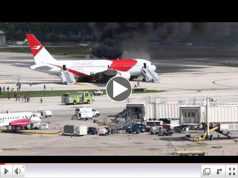 Plane catches fire on runway at Fort Lauderdale airport