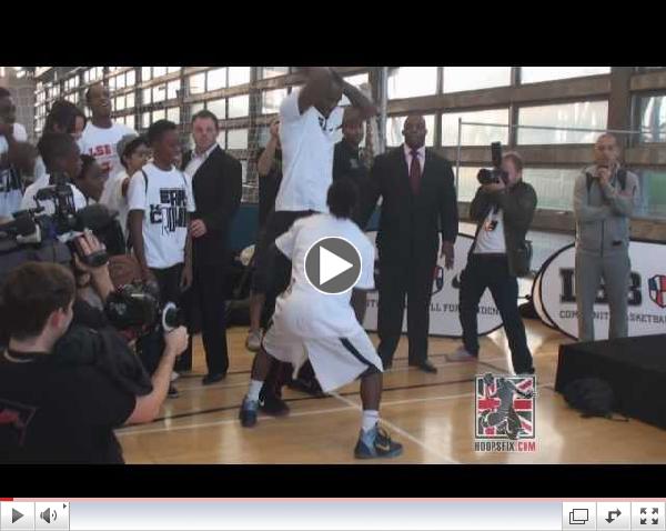 LeBron James Takes Kid 1 on 1 and Dunks on Him in London, England