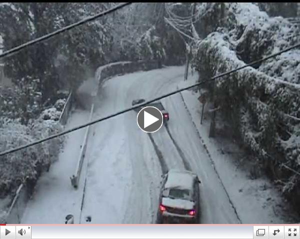 Cars Sliding Down a Snowy Hill in Yonkers