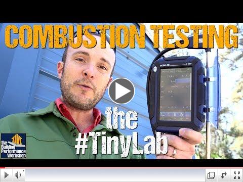Corbett checks the flue gas temperature, contaminant makeup, and efficiency of the tankless water heater in the #TinyLab with a new Wohler A450.