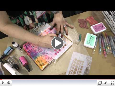 Dyan Reavely Art Journals With Her Ranger Dylusions Inks, Stamps, and TCW Stencils
