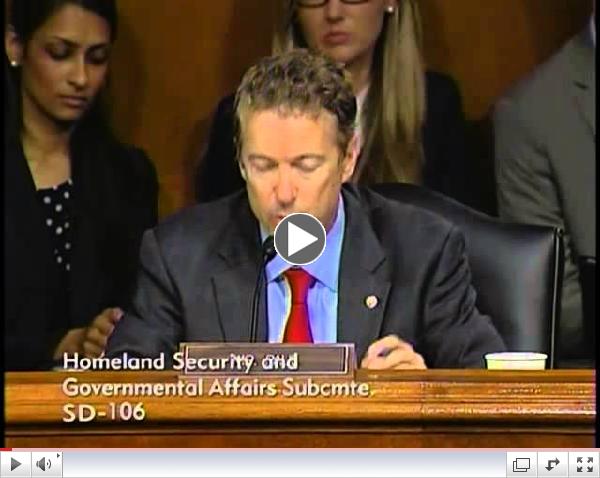 Sen. Paul Defends Apple Against HSGAC Subcommittee - 05/21/2013 PART 1