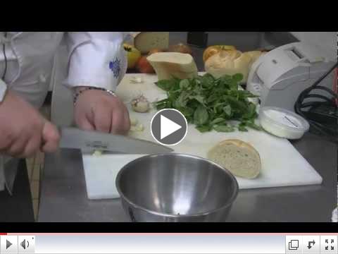 Recipe: Chef Dave Heide's Farmers' Market Pesto with heirloom tomato bruschetta.
