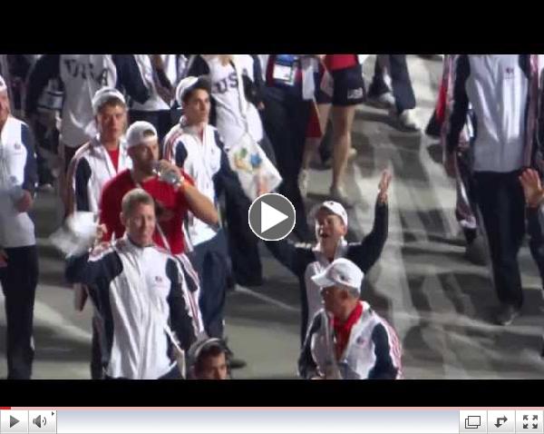TeamUSA marching at the Opening Ceremony of the 19th Maccabiah games in Jerusalem