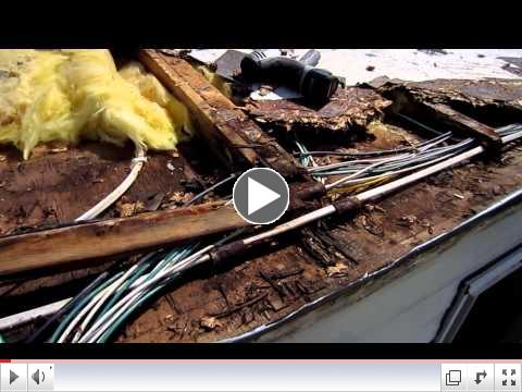 Travel trailer camper RV damaged roof replacement