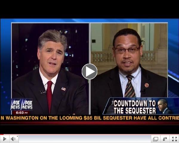 Sean Hannity vs. Keith Ellison Debate: Obama's Sequestration Scare Tactics - 2-26-13