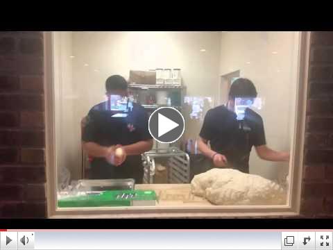 Zeph and Quinn working hard in the dough room!