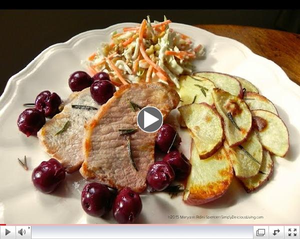 Pork Chops with Fresh Cherries and Rosemary