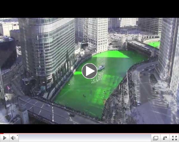 2014 Dyeing the Chicago River Green for St. Patricks Day - Time-lapse