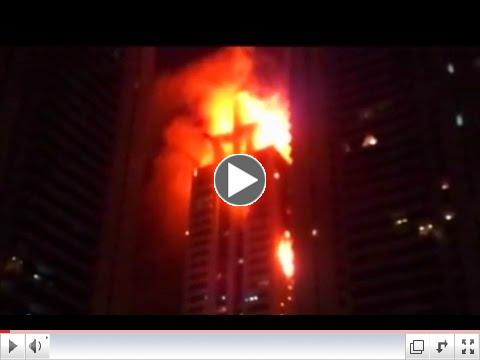 Dubai building on fire near Burj Khalifa 