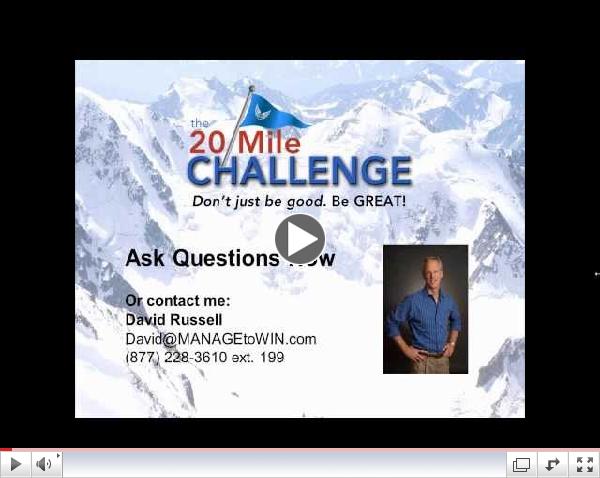 20 Mile Challenge -- How We Will Sustain & Grow Our GREAT