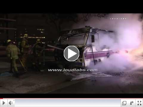 Raw footage of an RV fire in downtown Los Angeles