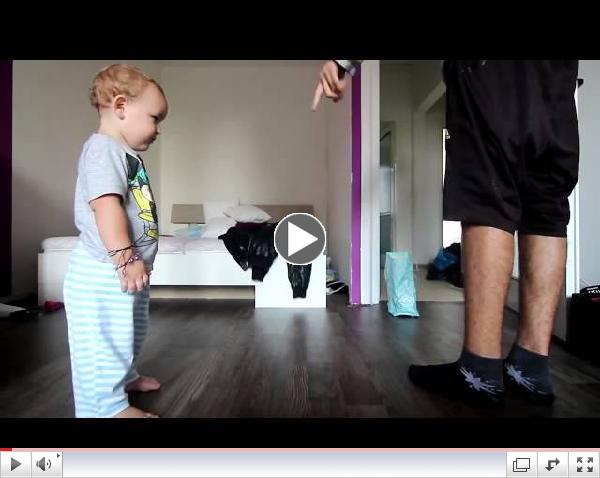 2 year baby dancing with a dad