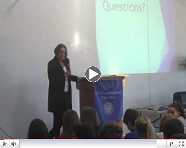 Mrs. Christy French speaks to students about gratitude.