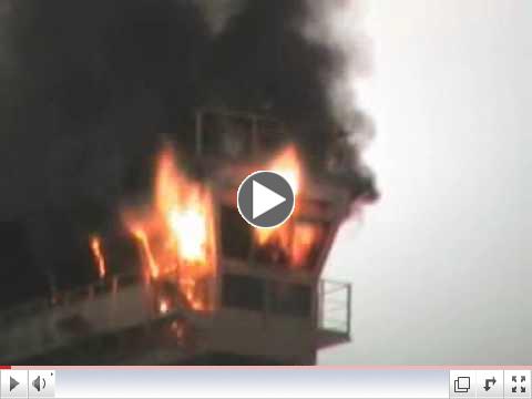 Emma Maersk, World's Largest Container Ship, On Fire