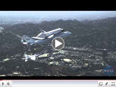 FA18 extended view of Space Shuttle Endeavour's flyover Southern California