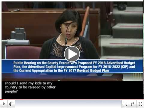 Jenny Chambi delivered a moving message about the ACCA CDC to the Fairfax County Board of Supervisors. 